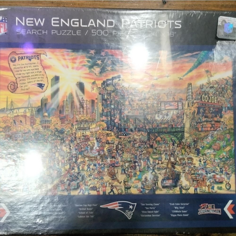 NEW ENGLAND PATRIOTS “JOE JOURNEYMAN” NFL 500 Pc SEARCH AND FIND Jigsaw Puzzle